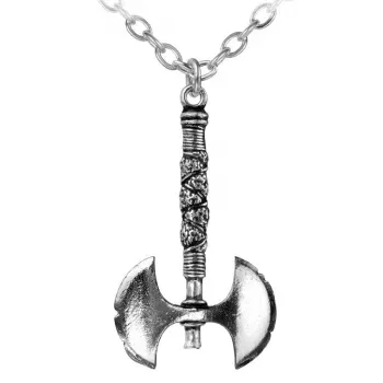 Double Axe Pewter Necklace