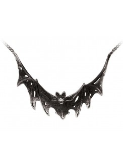 Villa Diodati Black Pewter Bat Gothic Necklace