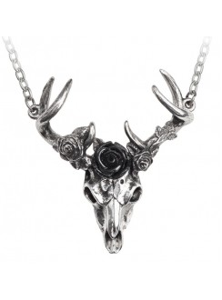 White Hart, Black Rose Pewter Pendant