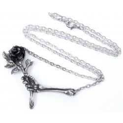 Love Never Dies Black Rose Necklace