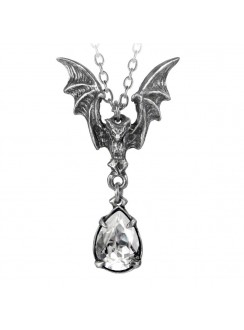 La Nuit Crystal Bat Pewter Necklace