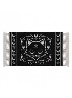 Purrfect  Black Cat Cotton Rug