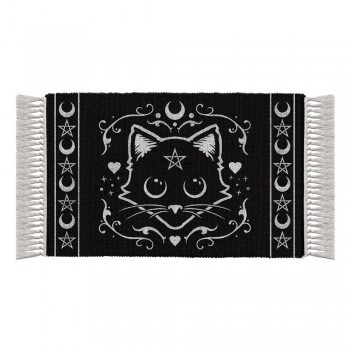 Purrfect  Black Cat Cotton Rug