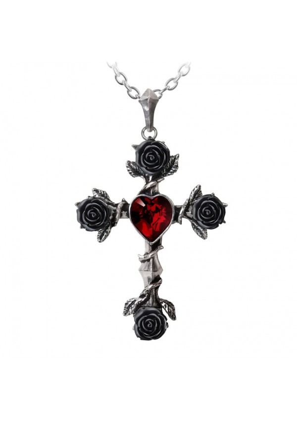 Rosifix Black Rose Gothic Cross Necklace