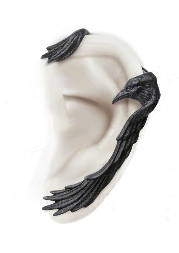 Raven Ear-wing Black Pewter Ear Wrap