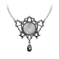 Ghost of Whitby Gothic Necklace – Pewter, Mother of Pearl, Austrian Crystal