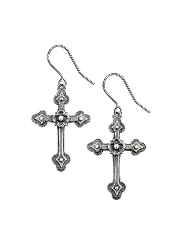 Gothic Devotional Cross Earrings