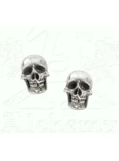 Mortaurium Pewter Skull Stud Earring Pair