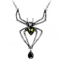 Emerald Venom Spider Pewter Necklace