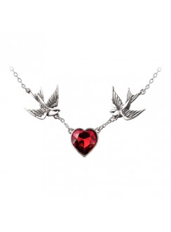 Swallow Heart Pewter Necklace