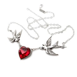 Swallow Heart Pewter Necklace