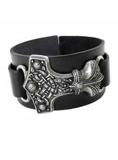 Thunderhammer Leather and Pewter Bracelet