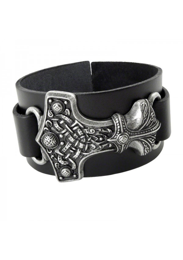 Thunderhammer Leather and Pewter Bracelet