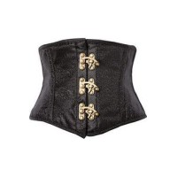 Black Brocade Steel Boned Mini Cincher Corset