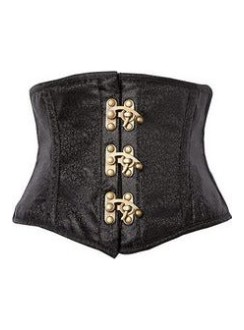 Black Brocade Steel Boned Mini Cincher Corset