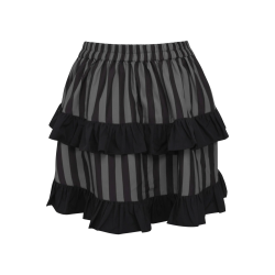 Black and Gray Striped High Low Skirt