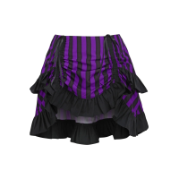 Black and Purple Striped High Low Skirt