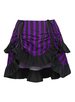 Black and Purple Striped High Low Skirt