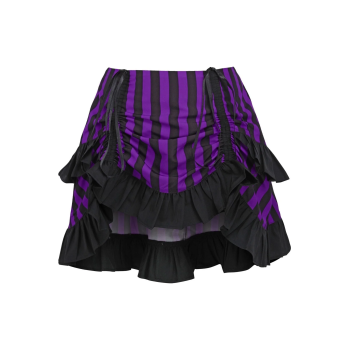 Black and Purple Striped High Low Skirt