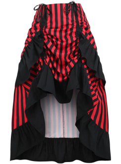 Red and Black Striped Bustle Skirt