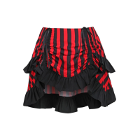 Black and Red Striped High Low Skirt