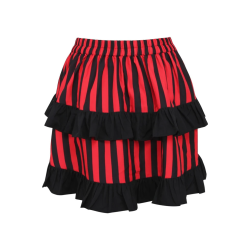 Black and Red Striped High Low Skirt