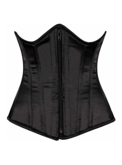 Black Zip Front Underbust Steel Boned Corset