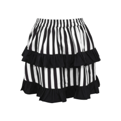 Black and White Striped High Low Skirt