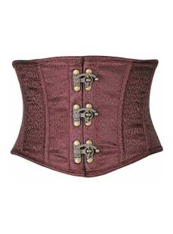 Brown Brocade Steel Boned Mini Cincher Corset