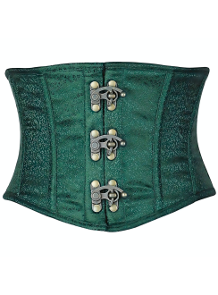 Green Brocade Steel Boned Mini Cincher Corset