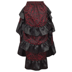 Red and Black Brocade Bustle Skirt