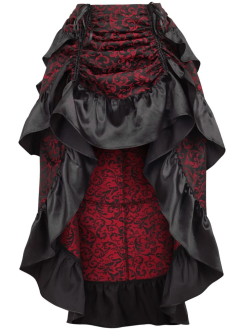 Red and Black Brocade Bustle Skirt