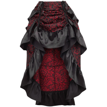 Red and Black Brocade Bustle Skirt