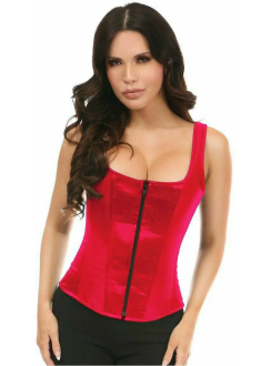 Red Satin Steel Boned Corset with Straps