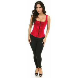 Red Satin Steel Boned Corset with Straps