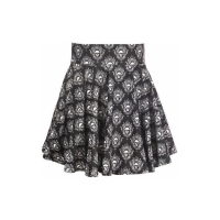 Black and White Skulls Stretch Lycra Skirt