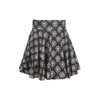 Black and White Skulls Stretch Lycra Skirt