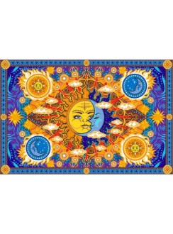 Firey Sun and Moon Cotton Bedspread