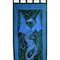 Celtic English Dragon Curtain - Blue