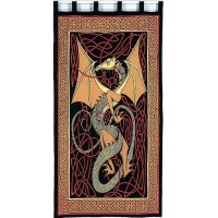 Celtic English Dragon Curtain - Red