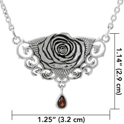 Sacred Rose Silver Necklace with Mother of Pearl