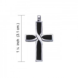 Infinity Cross Silver Black Onyx Inlay Pendant