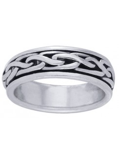 Celtic Knot Narrow Sterling Silver Fidget Spinner Ring