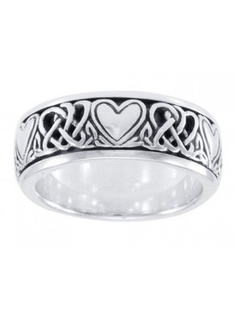 Celtic Hearts Sterling Silver Spinner Ring | Wedding Jewelry