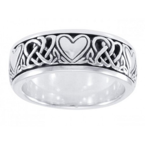 Celtic Hearts Sterling Silver Spinner Ring Wedding Jewelry