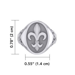 Fleur de Lis Mens Signet Ring