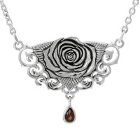 Sacred Rose Silver Necklace with Garnet