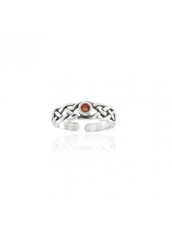 Celtic Knotwork Garnet Silver Toe Ring