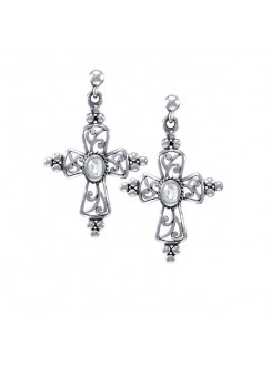 Fashion Cross White Cubic Zirconia Earrings