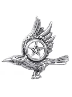 Raven with Pentagram Sterling Silver Pendant